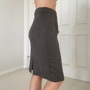 BARNEY'S New York Y2K Herringbone Pencil Skirt in Gray, Size 6